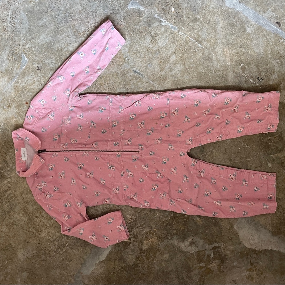 Angel Dear Pink Floral Corduroy Jumpsuit
